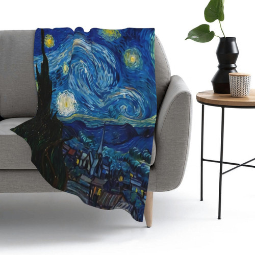 The Starry Night Van Gogh Fleece Throw Blanket Super Soft Flannel Cozy Washable Lightweight Fuzzy Blanket for Couch Sofa Bed Office Travel Camping Warm Plush Blankets for All Season (50"x40") The Starry Night Van Gogh Fleece Throw Blanket Super Soft Flannel Cozy Washable Lightweight Fuzzy Blanket for Couch Sofa Bed Office Travel Camping Warm Plush Blankets for All Season (50"x40")