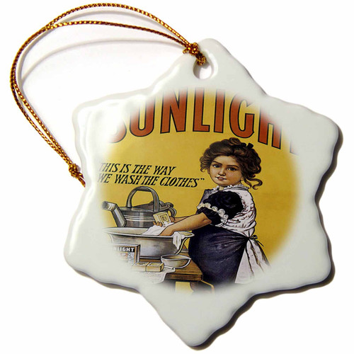 3dRose Vintage Sunlight Laundry Soap Advertising Poster - Ornaments (orn-130016-1)