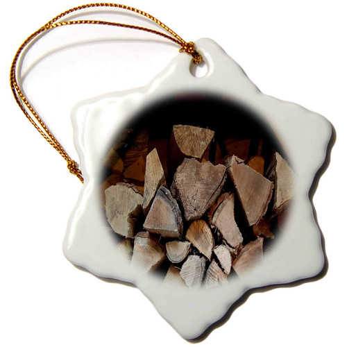 3dRose Rustic Firewood Piled Woodshed - Ornaments (orn-285310-1)
