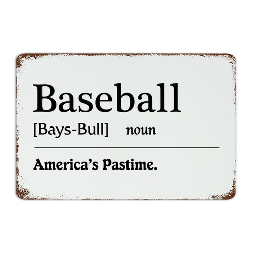 Fashion Chic Metal Tin Sign Baseball Noun Definition Wall Decorations Tin Signs for Indoor BathRoom Word Description Art Poster Gift for Kitchen 12x18 Inch