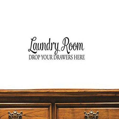 Design with Vinyl US V JER 2428 3 Top Selling Decals Laundry Room, Drop Your Drawers Here Wall Art Size: 16 Inches X 40 Inches Color: Black, 16" x 40"