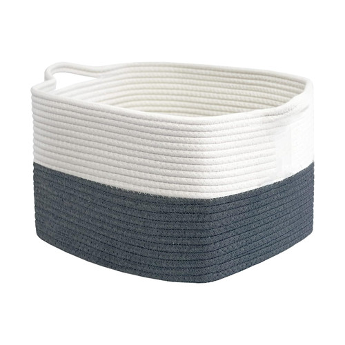 FAFAN Toy Storage Basket Bin Laundry Basket For Clothes Cotton Rope Basket Cube Shelf Closet Storage Baskets Bins Toy Box Woven Storage Basket (Blue)