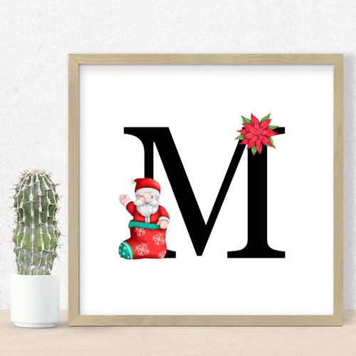 Nintydays Letter M Framed Sign Christmas Decorations Farmhouse Rustic Wall Decor Sign Rustic Wooden Wall Sign for Laundry Room Bathroom Bedroom Sign Frame Wall Decoration Housewarming Gifts 12x12in