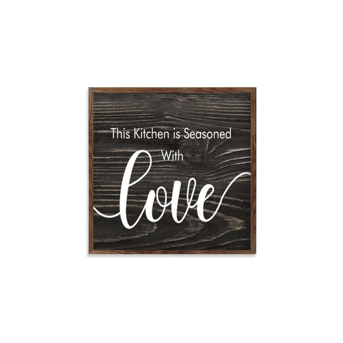by Unbranded Wood Sign with Sayings Rustic This Kitchen is Seasoned with Love Signs Hanging for Living Room Bedroom Kitchen Dining Laundry Wood Plaque Above Bed Decor Birthday Gifts 12x12