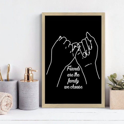 Nintydays Friends are The Family We Choose Farmhouse Rustic Wall Decor Sign Black Farmhouse Wall Decor for Laundry Room Bathroom Bedroom Sign with Wood Frames 12x8in