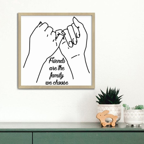 Nintydays Friends are The Family We Choose Wood Plaque Sign Wall Hanging Farmhouse Wall Decor for Laundry Room Bathroom Above Bed Sign Rustic Frames 12X12In
