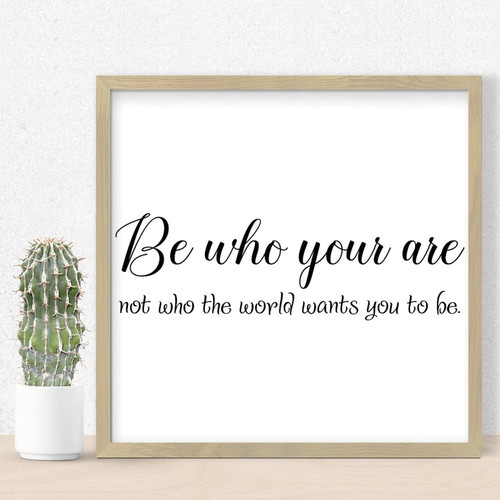 Nintydays Inspiration Positive Quotes Inspirational Quote Be Yourself Wooden Plaque Rustic Wall Decor Above Bed Sign Framed Sign Hanging with Hook for Laundry Room Bathroom 12x12in