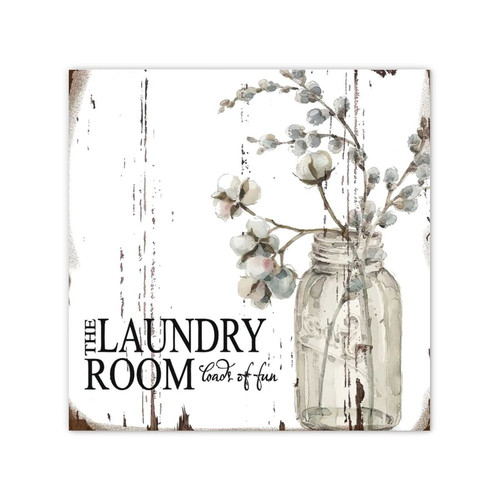 The Laundry Room Loads of Fun Canvas Prints Wall Art Hanging Canvas Wall Art Quotes for Cabin House Cotton Flower Branches Wall Art Decoration 12x12 Inch