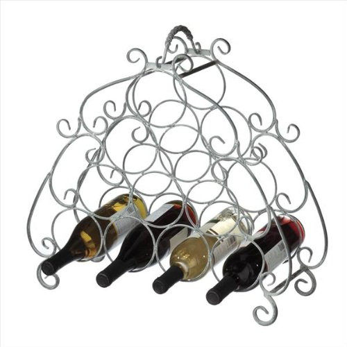 Midwest CBK Greywash Scroll 10-Wine Bottle Holder, Large