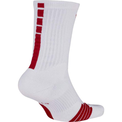 Nike Unisex Elite Cushioned Basketball Crew Socks White/Red (Large)