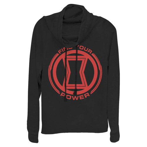 Marvel Classic Power of Black Widow Women's Cowl Neck Long Sleeve Knit Top, Small