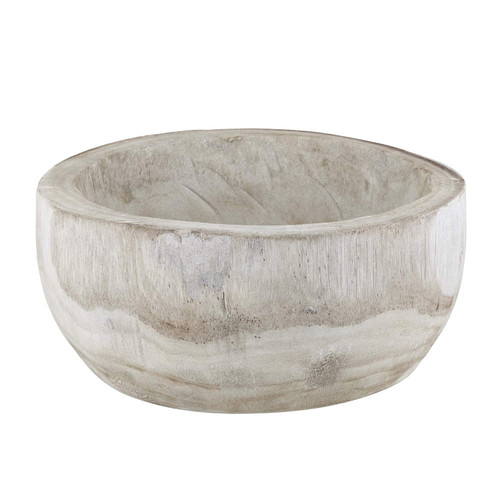Santa Barbara Design Studio Wood Serving Bowl, Hand Carved Paulownia Wood Fruit Bowl/Wood Decor, 5.25" Deep/Large, Natural