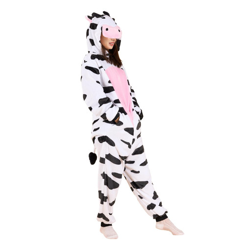 Gowkou Unisex Adult Onesie Animal Pajamas, Flannel Cosplay Halloween Costume Animal Sleepwear Jumpsuit for Women Men