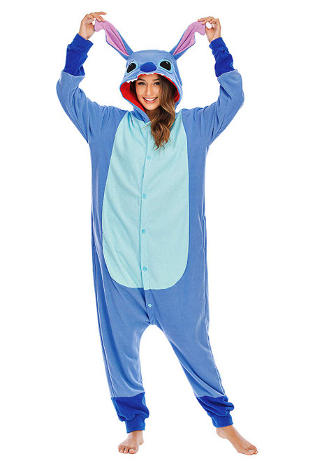 BGOKTA Halloween Animal Onesie Pajamas for Adults Stitch Costume Cosplay Homewear One Piece