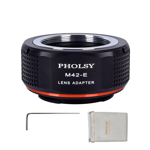 PHOLSY M42 to E Mount Adapter for M42 42mm Screw Mount Lens to E Mount Camera Compatible with Sony a1 a9ii a7S iii/ii, a7R v/iv/iii/ii a7R a7C a7 iv/iii/ii, a7 a6600 a6500 a6400 a6300 a6000 NEX etc.