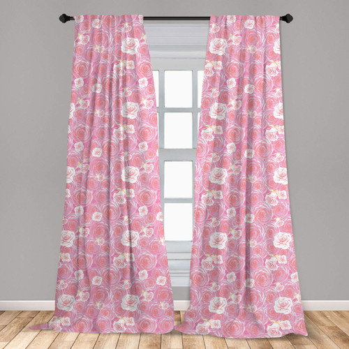 Ambesonne Rose Curtains, Abstract Romantic Pattern with Flowers Bloom, Window Treatments 2 Panel Set for Living Room Bedroom, Pair of - 28" x 95", Pink Purple Ambesonne Rose Curtains, Abstract Romantic Pattern with Flowers Bloom, Window Treatments 2 Panel Set for Living Room Bedroom, Pair of - 28" x 95", Pink Purple