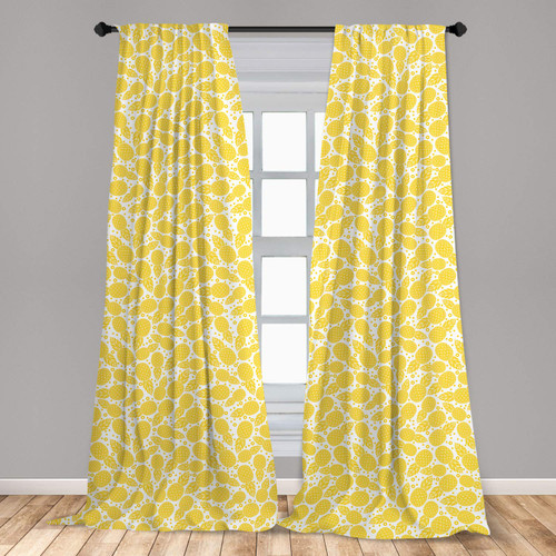 Ambesonne Yellow Curtains, Yellow Tropical Exotic Pineapple Fruit Pattern with Dots Little Circles, Window Treatments 2 Panel Set for Living Room Bedroom, Pair of - 28" x 95", White Yellow Ambesonne Yellow Curtains, Yellow Tropical Exotic Pineapple Fruit Pattern with Dots Little Circles, Window Treatments 2 Panel Set for Living Room Bedroom, Pair of - 28" x 95", White Yellow