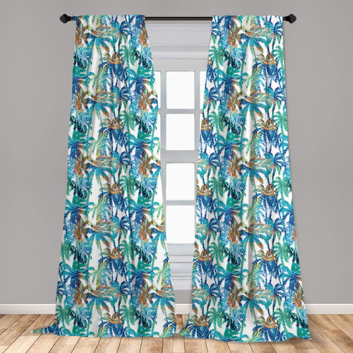 Ambesonne Palm Leaf Curtains, Tropical Summer Print with Palm Abstract Nature Pattern Fantasy Dream, Window Treatments 2 Panel Set for Living Room Bedroom, Pair of - 28" x 95", Blue Mint Green Orange Ambesonne Palm Leaf Curtains, Tropical Summer Print with Palm Abstract Nature Pattern Fantasy Dream, Window Treatments 2 Panel Set for Living Room Bedroom, Pair of - 28" x 95", Blue Mint Green Orange