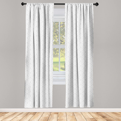 Ambesonne Grey and White Curtains, Vintage Half Circle with Retro Style Pale Tone Effects Art, Window Treatments 2 Panel Set for Living Room Bedroom, Pair of - 28" x 95", Warm Taupe White