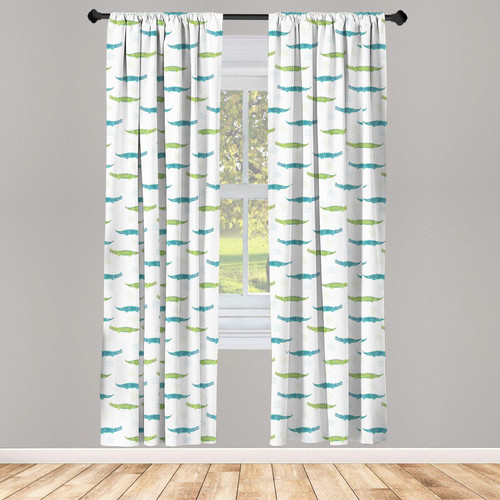 Ambesonne Alligator Curtains, Watercolor Style Green and Blue Toned Friendly Crocodile Characters, Window Treatments 2 Panel Set for Living Room Bedroom, Pair of - 28" x 95", Pale Green and Pale Blue