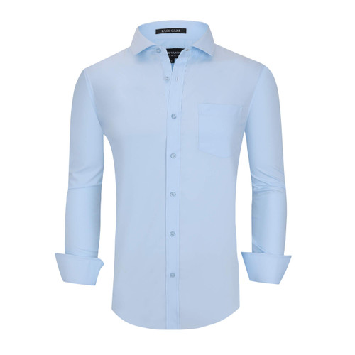 Alex Vando Mens Bamboo Dress Shirts Wrinkle Free Regular Fit Stretch Button Down Shirt,All Blue,L Alex Vando Mens Bamboo Dress Shirts Wrinkle Free Regular Fit Stretch Button Down Shirt,All Blue,L