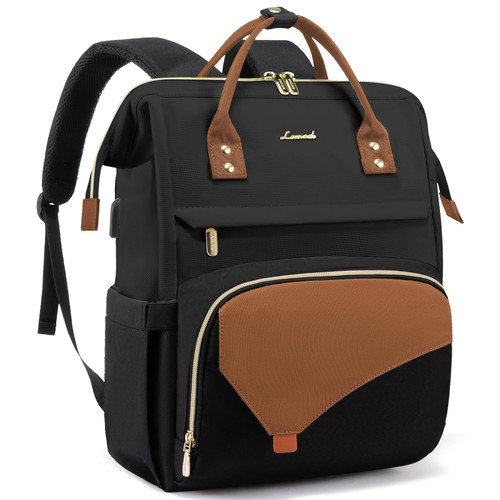 LOVEVOOK Laptop Backpack For Women Work Travel Backpack, Teacher Backpack Purse, Nurse Bags College Computer Back Pack, Waterproof Casual Daypack, 15.6 Inch, Black-Brown LOVEVOOK Laptop Backpack For Women Work Travel Backpack, Teacher Backpack Purse, Nurse Bags College Computer Back Pack, Waterproof Casual Daypack, 15.6 Inch, Black-Brown