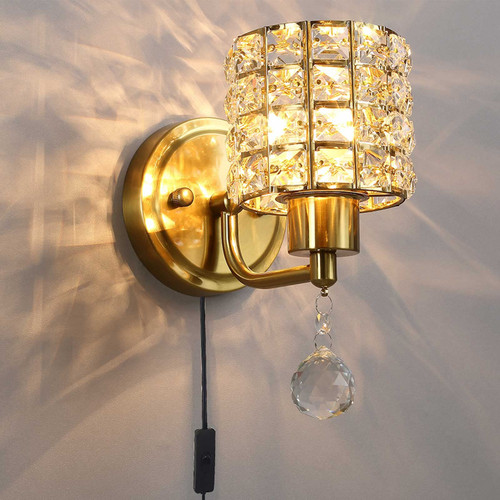 HHQOAKUA Crystal Wall Sconces, Modern Sconce Wall Lighting, Wall Lighting for LED Bulbs, E26 Socket, Indoor Light Fixture for Bedroom Bathroom Living Room Hallway HHQOAKUA Crystal Wall Sconces, Modern Sconce Wall Lighting, Wall Lighting for LED Bulbs, E26 Socket, Indoor Light Fixture for Bedroom Bathroom Living Room Hallway