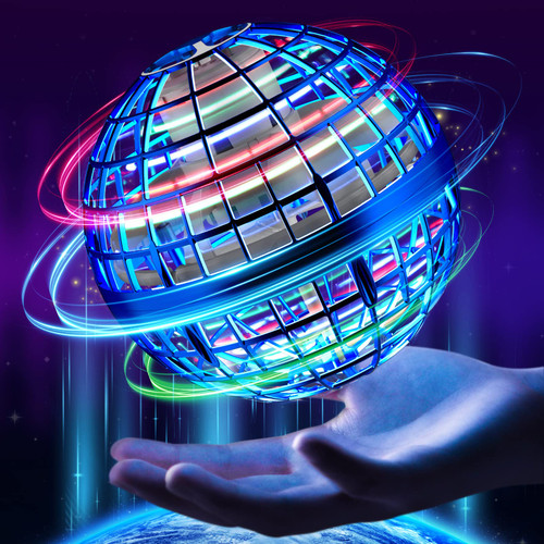 Flying Orb Ball Toy 2023 Upgraded, Hover Orb Ball with Lights, Hand Controlled Flying Spinner Mini Drone Ball, Magic Boomerang Ball Drone, Cool Toys Birthday Gift for Kids Adults Indoor Outdoor (Blue)