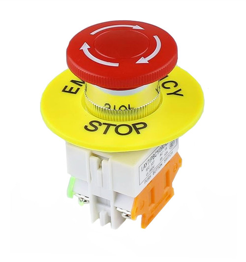 HEPUP 10pcs 1NO 1NC DPST Emergency Stop Push Button Switch AC 660V 10A Switch Equipment Lift Elevator Latching Self Lock Red Mushroom