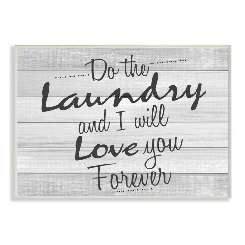 Stupell Industries Do Laundry Bathroom Black and White Word Design Wall Plaque, 12 x 18, Multi-Color