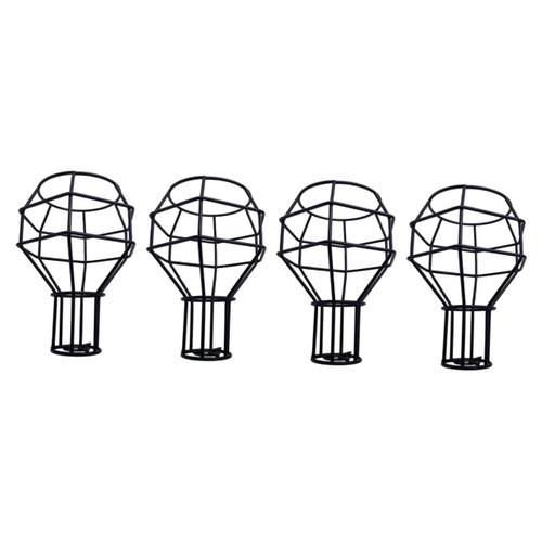 DOITOOL 4 Pcs Wrought Iron Chandelier Lampshade Rustic Wall Lamp Shade Metal Lamp Guard Iron Art Bulb Guard Lamp Metal Chandeliers Farmhouse Lamp Cover Vintage Bulbs Wire Cage Ceiling