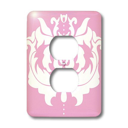3dRose lsp_44162_6 White Damask Design On Light Pink Background Outlet Cover