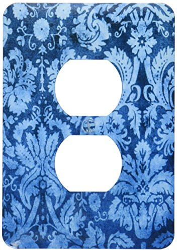 3dRose lsp_32493_6 Decorative Vintage Floral Wallpaper Blue 2 Plug Outlet Cover