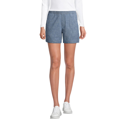 Lands' End Womens MR EW PO 7IN Chino Short Chambray Evening Sky Chambray Plus 26w