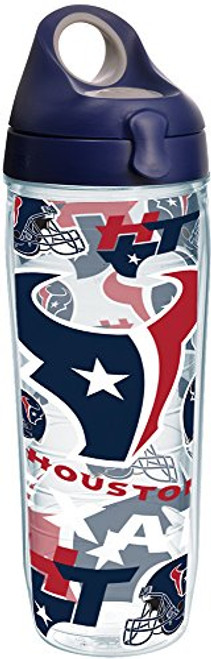 Tervis 1248316 NFL Houston Texans All Over Tumbler with Wrap and Navy with Gray Lid 24oz Water Bottle, Clear Tervis 1248316 NFL Houston Texans All Over Tumbler with Wrap and Navy with Gray Lid 24oz Water Bottle, Clear