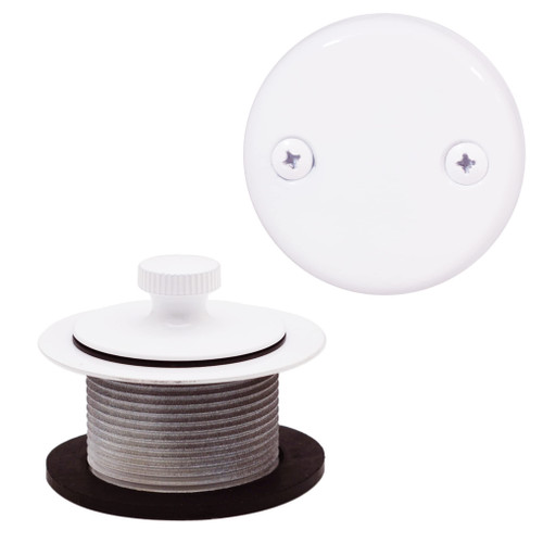 Westbrass Twist & Close Tub Trim Set with Two-Hole Overflow Faceplate, Powder Coat White, D94-2-50 Westbrass Twist & Close Tub Trim Set with Two-Hole Overflow Faceplate, Powder Coat White, D94-2-50