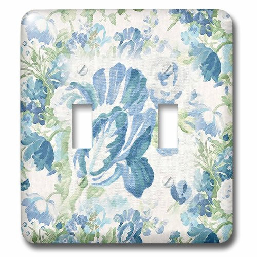 3dRose lsp_194793_2 Print of Victorian Flowers in Blue and Green Double Toggle Switch
