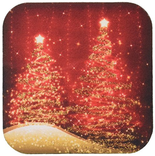 3dRose cst_35705_2 Elegant Christmas Sparkling Trees Red Soft Coasters, Set of 8
