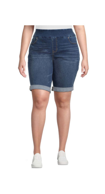 Terra & Sky Plus Size Pull On Denim Bermuda Shorts (as1, Alpha, 4X, Plus, Regular, Dark Wash) Terra & Sky Plus Size Pull On Denim Bermuda Shorts (as1, Alpha, 4X, Plus, Regular, Dark Wash)
