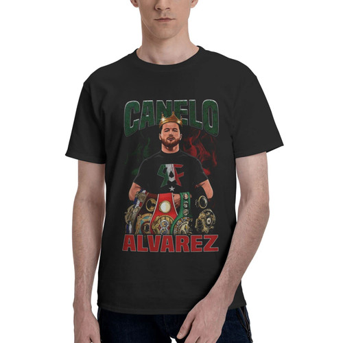 Canelo Boxer Alvarez World Boxing Champion Men T Shirt Cotton Sleeve Crewneck T-Shirt Classic Graphic Tees Clothes Top Black Large Canelo Boxer Alvarez World Boxing Champion Men T Shirt Cotton Sleeve Crewneck T-Shirt Classic Graphic Tees Clothes Top Black Large