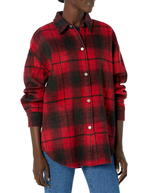 Steve Madden Apparel Women's Sophia Shacket, Red, XS