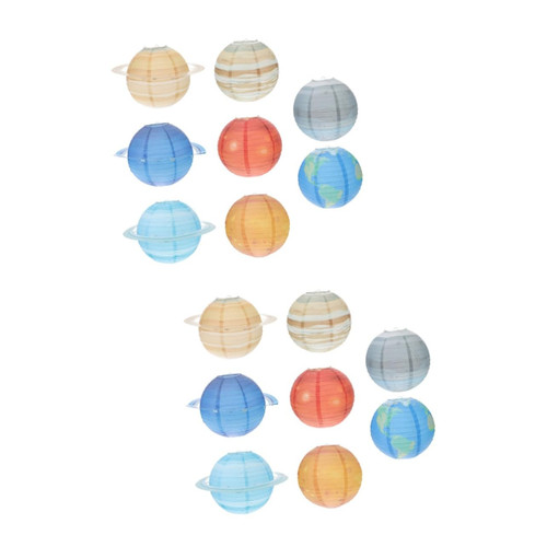 DOITOOL 16 pcs Planet Lantern Outdoor Paper Lanterns Space Paper Lanterns Planets Outer Space Party Hanging Paper Lantern Wedding Paper Lanterns Space Decorations 3D Iron Halloween China