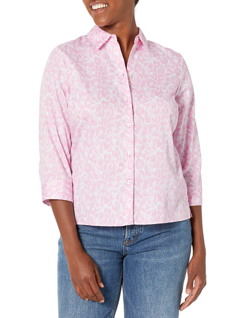 Foxcroft Women's Size Lucie 3/4 Sleeve Panther Blouse, Pink Peach, 20 Plus