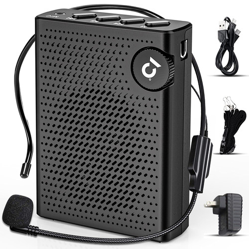 SHIDU 10W Voice Amplifier for Teachers with Wired Microphone,1100mAh Portable Microphone and Speaker with FM Radio TF Card Playing,Bluetooth Voice Amplifier Microphone Headset for Promotion Teaching