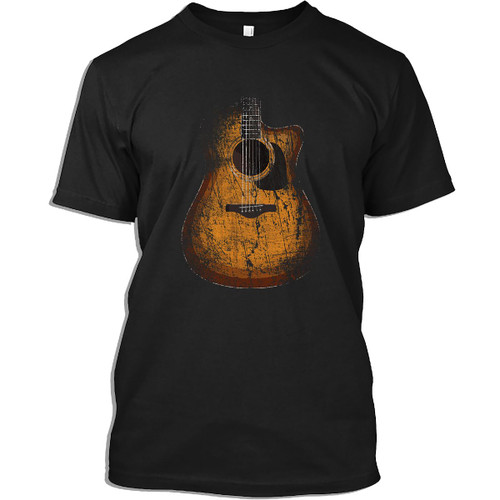 Guitar Player Tshirt Vintage Acoustic Guitar Music Guitarist Guitar Lovers Gift T-Shirt for Men Women (Black - 2XL)