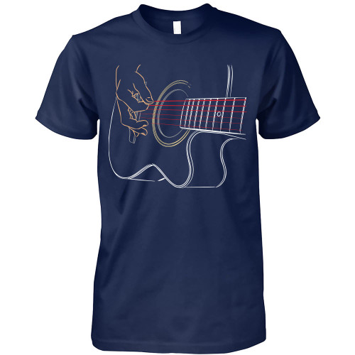 Acoustic Guitarist Tshirt Vintage Acoustic Guitar Player Art Guitar Lover Guitar Month T-Shirt for Men Women (Navy - 2XL)