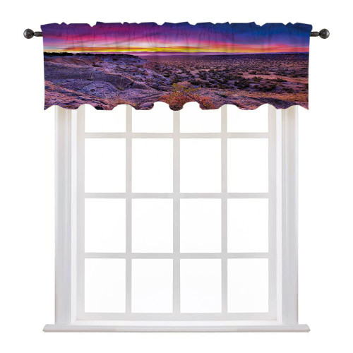 LIGUTARS Valances for Kitchen, Nature Abstract Half Window Curtain, Sunrise Sky Horizon Dusk, 50" W x 18" L, Kitchen Windows Bathroom Bedroom, Multicolor