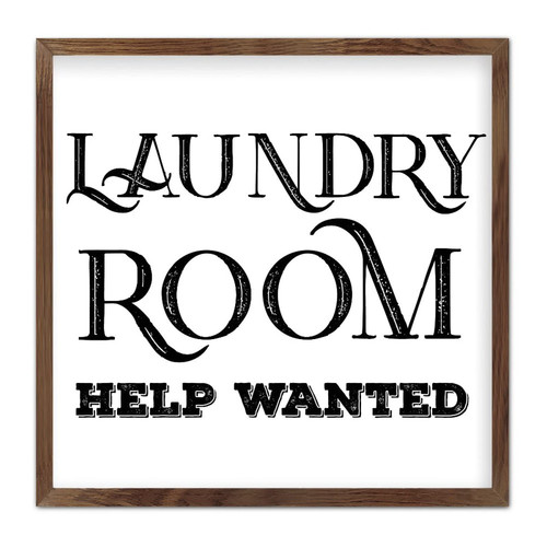 Ditooms Wall Decor with Quotes Laundry Room Help Wanted Wood Frame Wall Art Vintage Hanging Decoration for Home Farmhouse Living Room Bedroom 12x12in