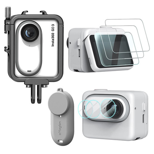 YARREL Aluminum Alloy Protective Cage Cover Screen Protector for Insta360 GO 3 GO3 Metal Case Anti-Scratch LCD Lens Glass Screen Protective Cap Guard
