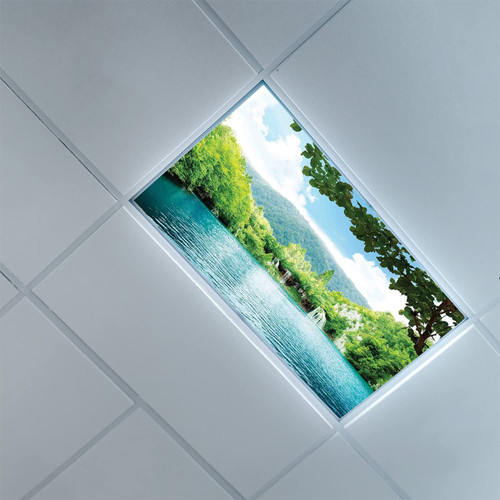 Fluorescent Light Covers for Ceiling Light Diffuser Panels-Rustic Pattern-Light Filters Ceiling LED Ceiling Light Covers-Office & Classroom Decorations,Pale Blue and Green